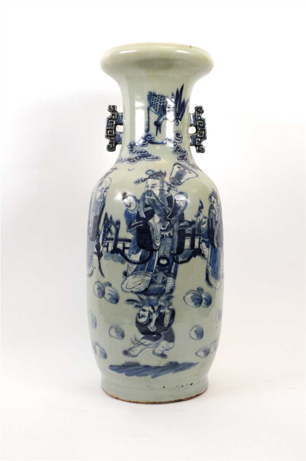 Lot 523 - A large late 19th century Chinese blue and white porcelain vase