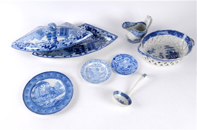 Lot 472 - English 19th century blue and white earthenware