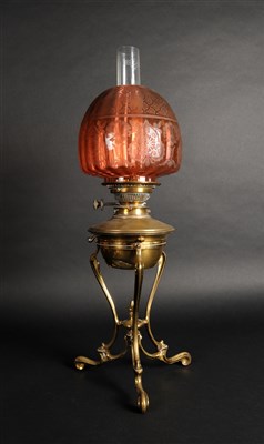 Lot 813 - Attributed to WAS Benson, a brass framed desk oil lamp stand