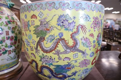 Lot 532 - A Chinese porcelain nine dragon jardinière in...