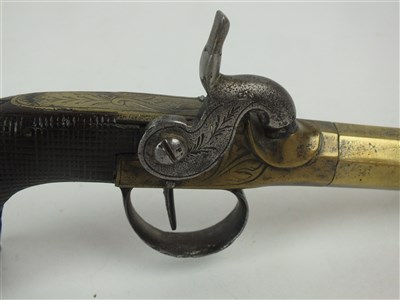 Lot 260 - A Belgian brass percussion pistol