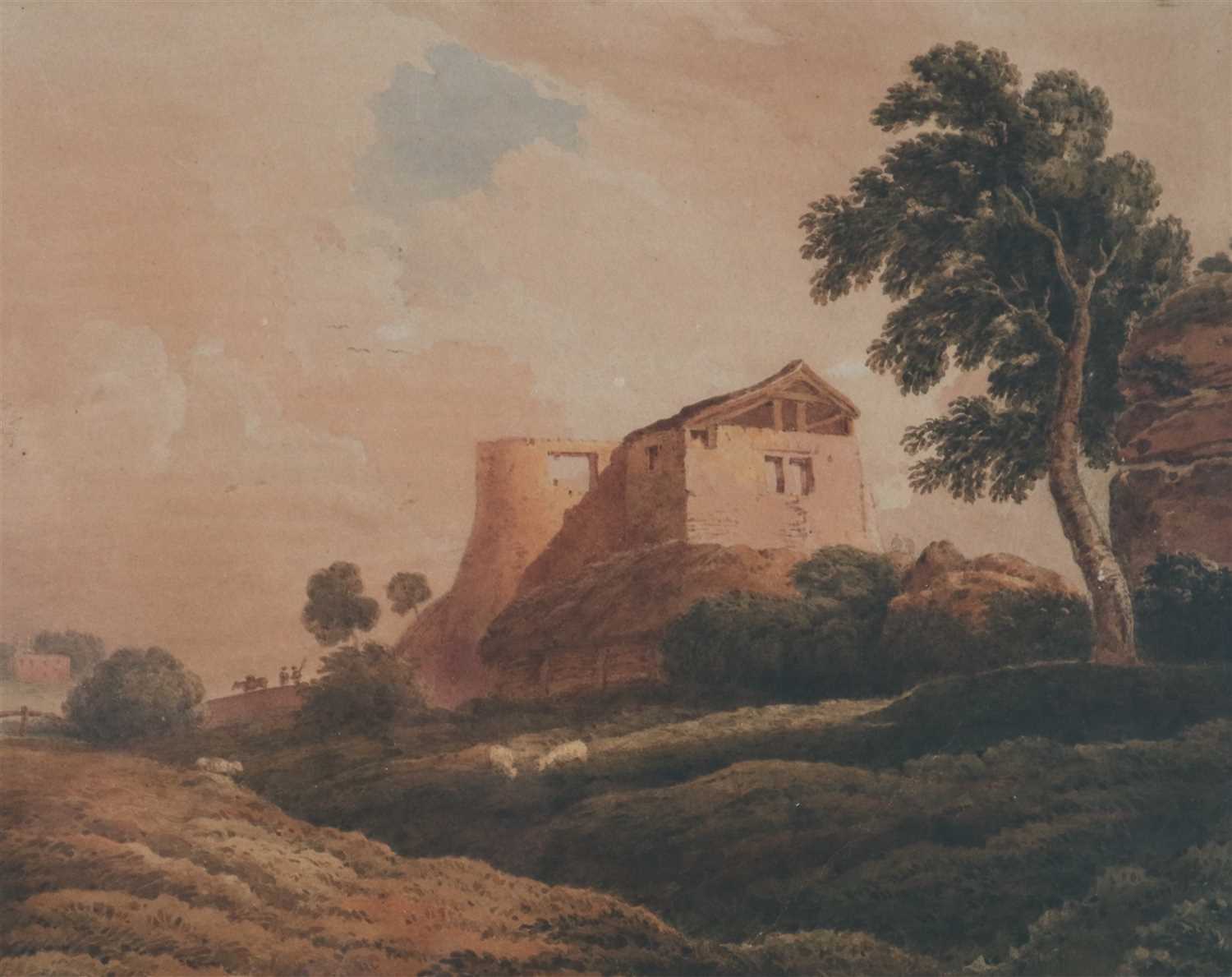Lot 38 - John Varley (1778-1842), 'Tree, Barn and Ruined Oast House of Keln'