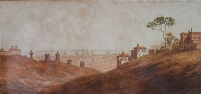 Lot 53 - John 'Warwick' Smith (1749-1831), 'Rome, near the Porta del Popolo, 1780'