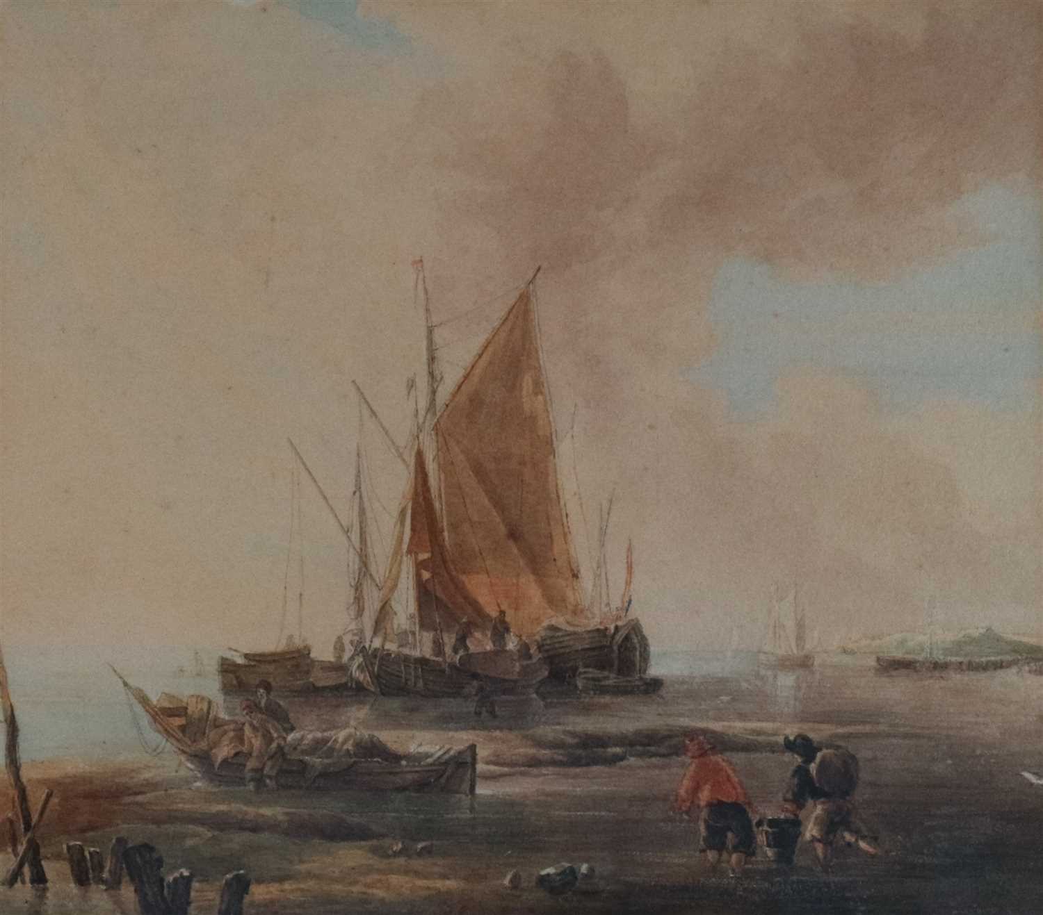 Lot 48 - Attributed to Samuel Owen (1768-1857), Fishing Boat at Anchor