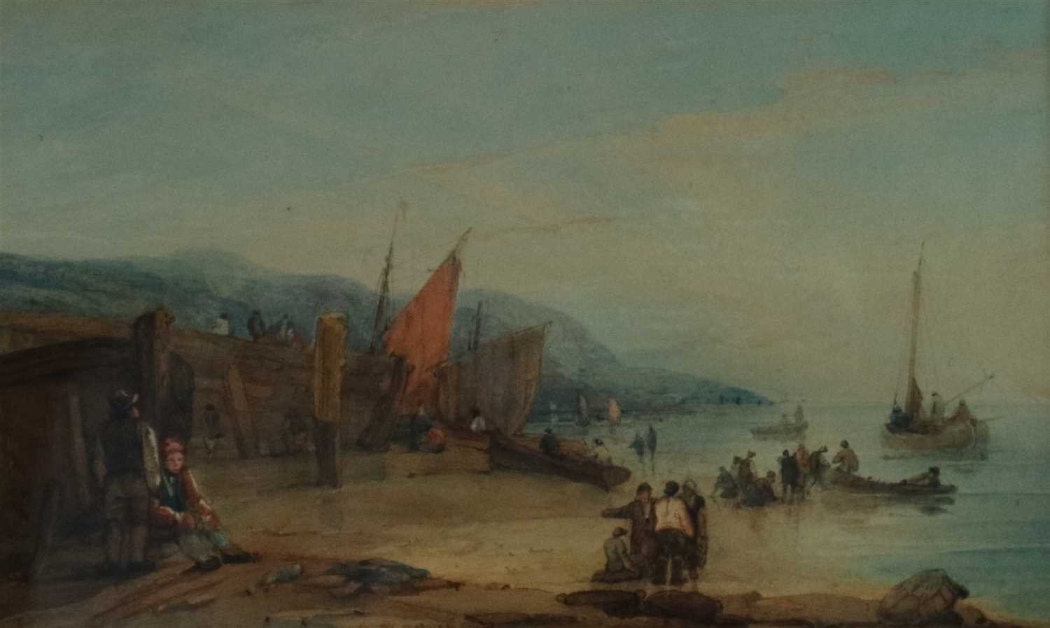 Lot 43 - Samuel Owen (1768-1857), Fisherfolk on Beach