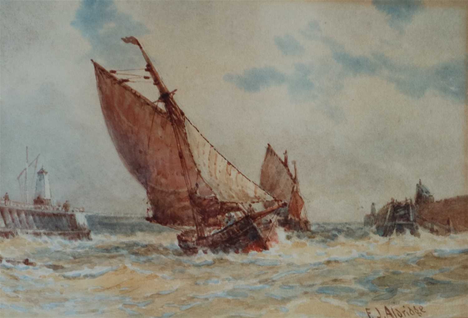 Lot 58 - F.J. Aldridge (1850-1933), Fishing Boats, Shoreham Harbour