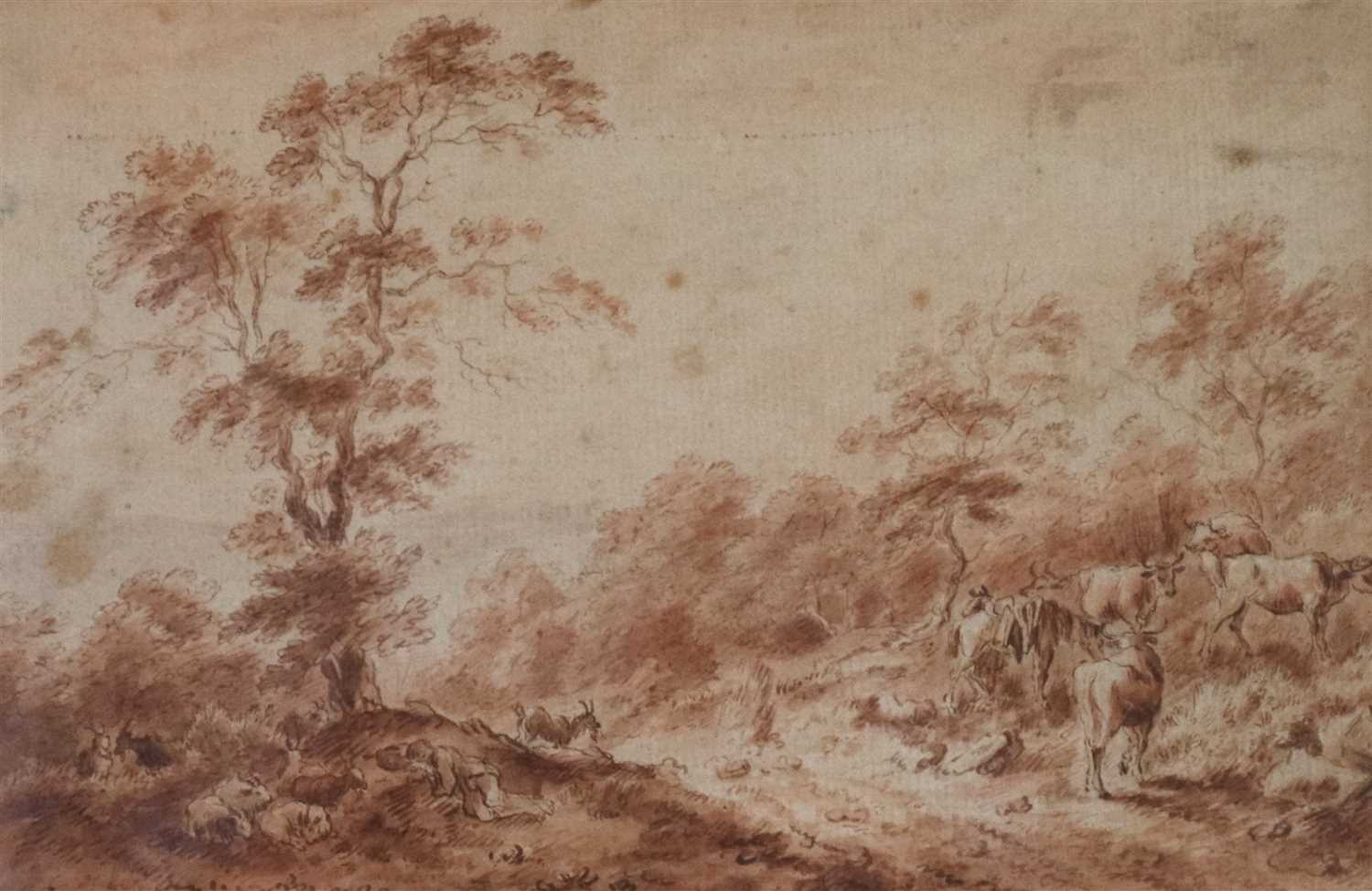 Lot 30 - Attributed to Paul Sandby RA (1730-1809), Sleeping Herdsmen