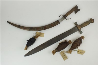 Lot 242 - 1831 Model French Infantry sword, North African dagger and three naval tobacco plugs