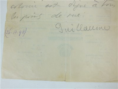 Lot 356 - Telegram to Kaiser Wilhelm II from Abdul Hammid II, 34th Sultan of the Ottoman Empire