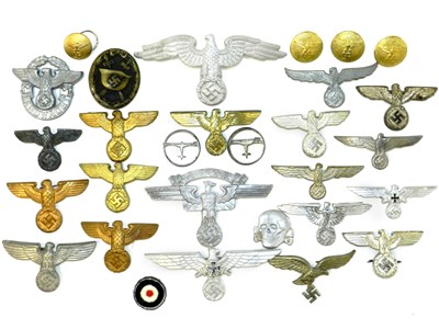 Lot 307 - Collection of 24 Third Reich National Emblem cap badges