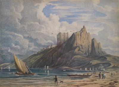 Lot 143 - British School, 19th century, OWS, Coastal Castle