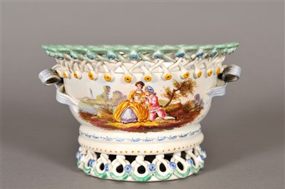 Lot 187 - Lille faience basket on pierced stand