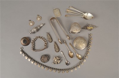 Lot 62 - A collection of silver and white metal