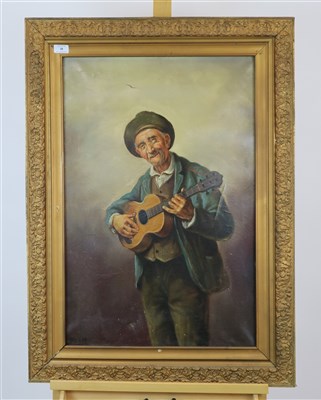 Lot 44 - Pair of oils of old men playing musical instruments