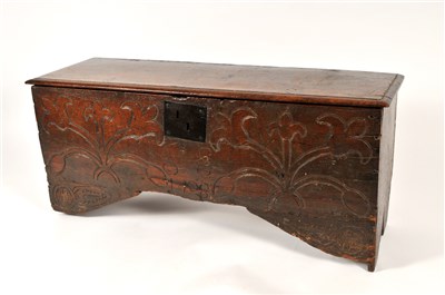 Lot 257 - A boarded oak chest 17th century and later the...