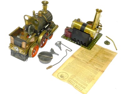 Lot 729 - 19th Century Brass live steam locomotive and Bowman stationary steam engine