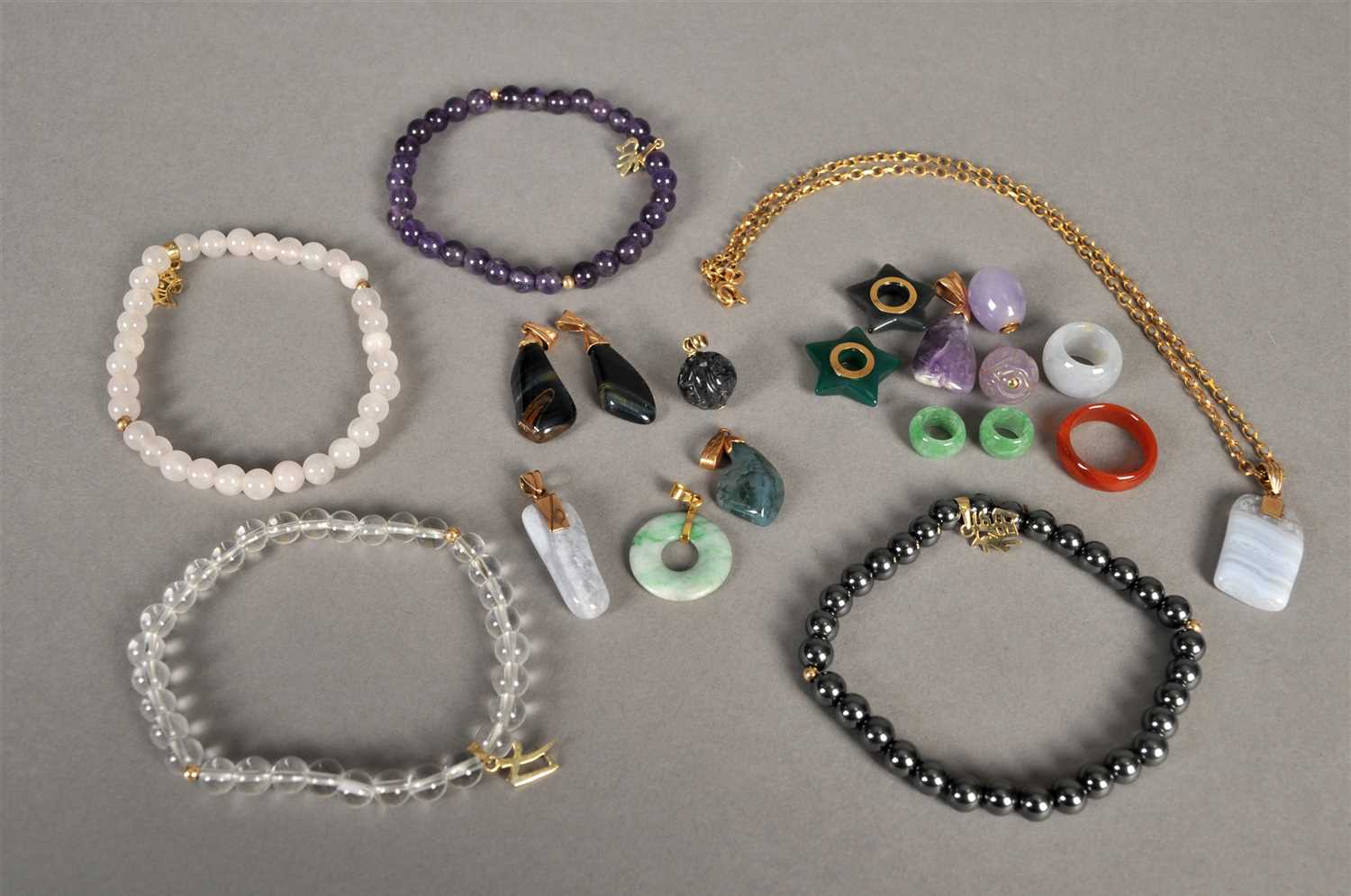 Lot 85 - A collection of harstone set jewellery