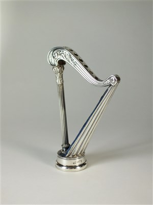 Lot 246 - An Edwardian novelty silver harp hat pin holder