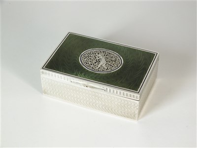 Lot 232 - An Austrian silver and green guilloche enamel box