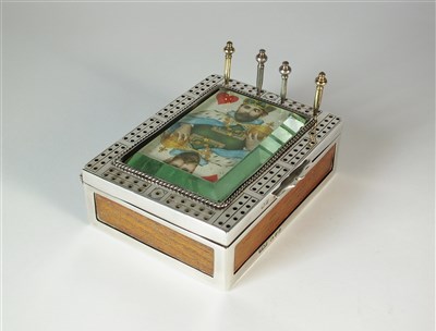 Lot 204 - A Victorian silver mounted cribbage box