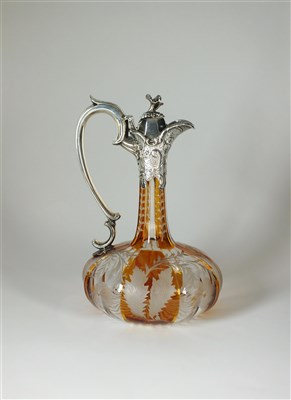Lot 176 - An early Victorian silver mounted amber flashed glass claret jug
