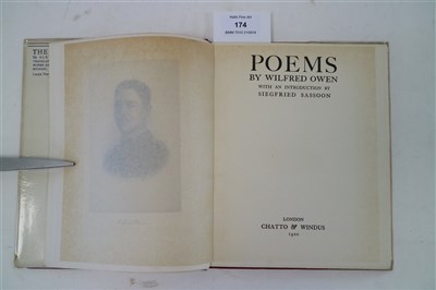 Lot 174 - OWEN, Wilfred, Poems. Slim 4to, 1920, first...