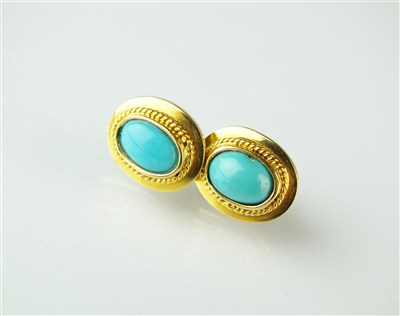 Lot 338 - A pair of turquoise earrings
