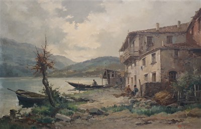 Lot 124 - Italian school, lakeside view