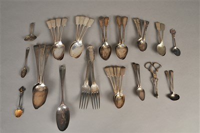Lot 68 - A collection of silver flatware and plated ware