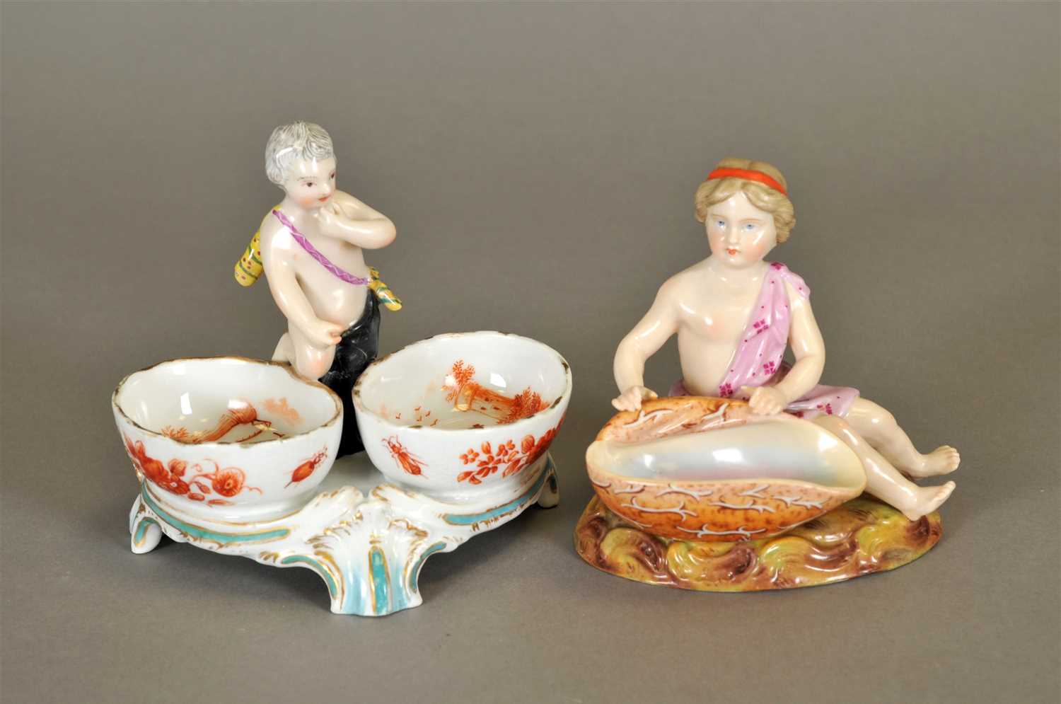 Lot 209 - Two German porcelain salts