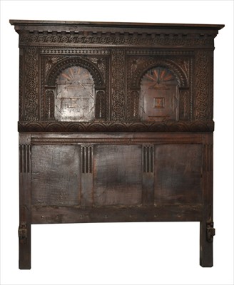 Lot 799 - A large and impressive 17th century and later inlaid bed frame