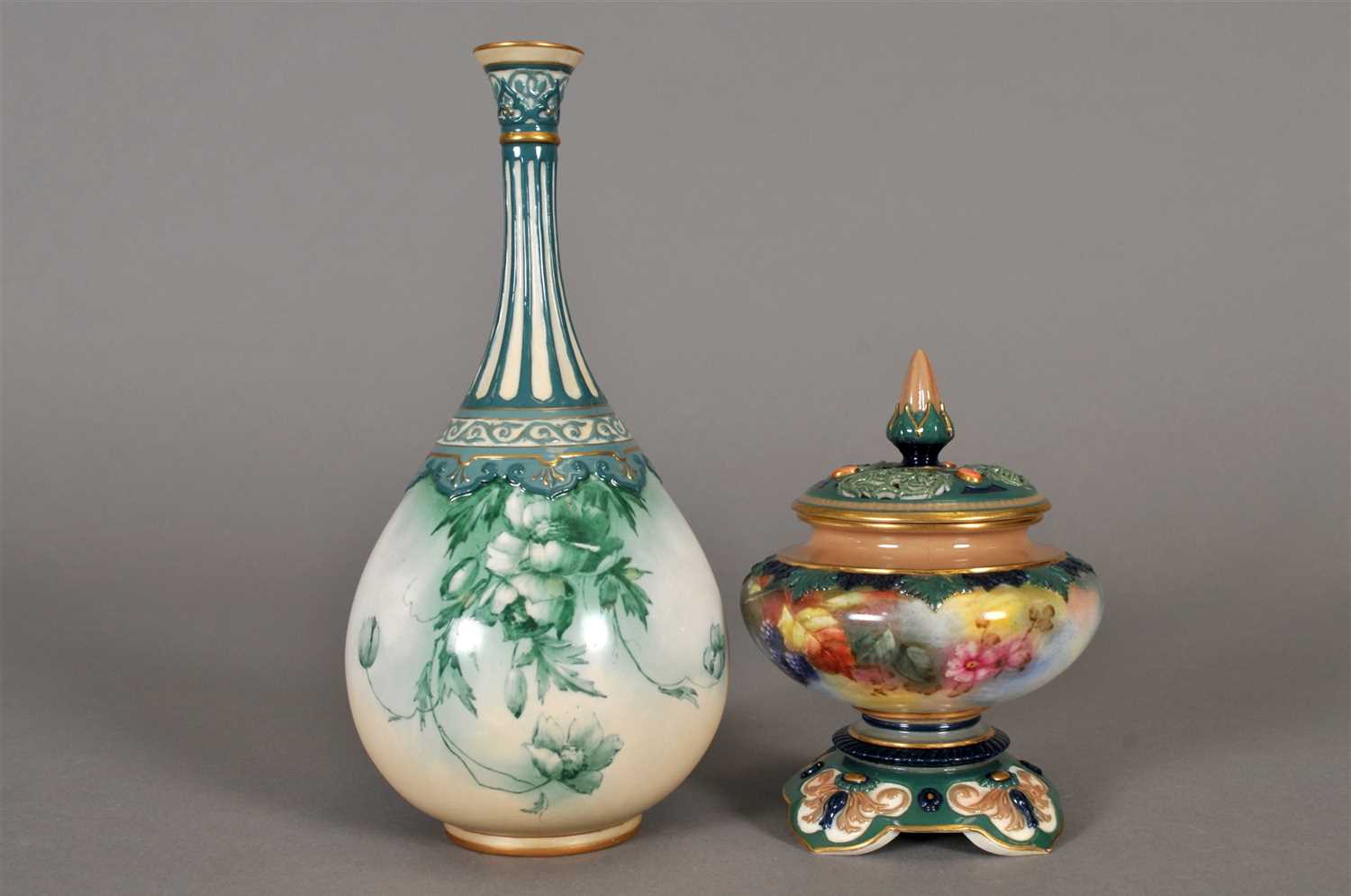 Lot 130 - Two Royal Worcester Hadley's vases