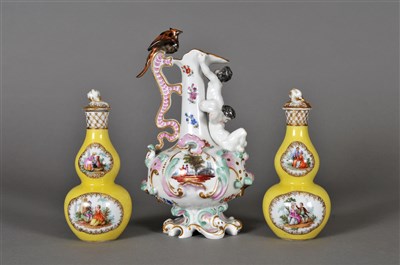 Lot 212 - Pair of Continental porcelain ewers and pair of Meissen vases