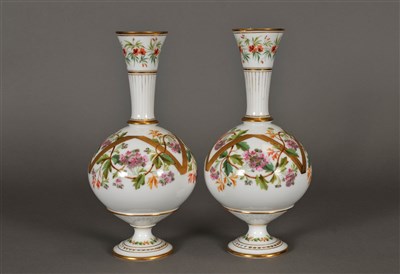 Lot 170 - Pair of Victorian opaline glass vases