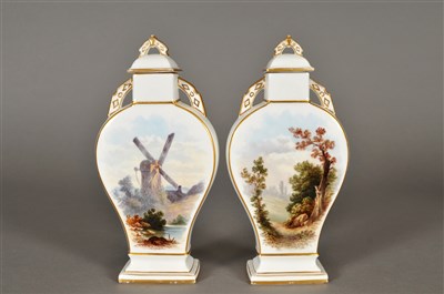 Lot 172 - Pair of Davenport porcelain vases and covers