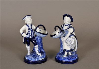Lot 174 - Pair of Royal Worcester blue and white figures
