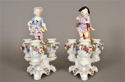 Lot 192 - Pair of German porcelain table centrepieces