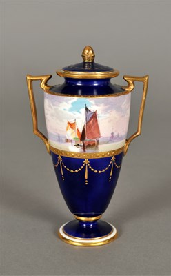 Lot 176 - Minton twin-handled vase and cover painted by James Edwin Dean