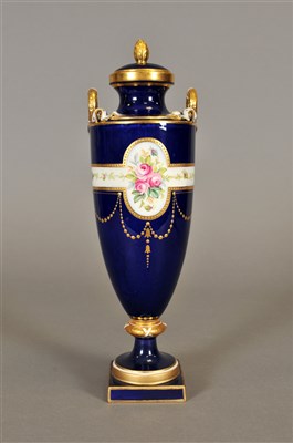 Lot 181 - Minton porcelain twin-handled vase and cover