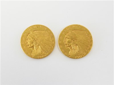 Lot 415 - Two United States indian head 2 ½ dollars