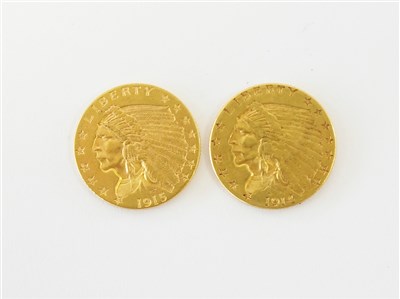 Lot 416 - Two United States indian head 2 ½ dollars