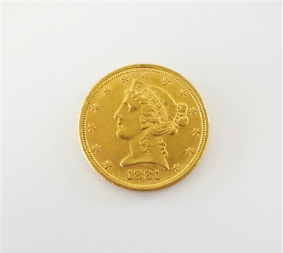 Lot 420 - A United States coronet head 5 dollars