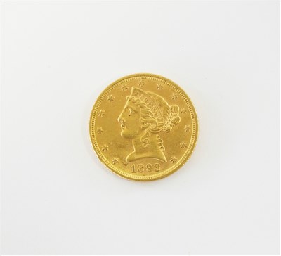 Lot 422 - A United States coronet head 5 dollars
