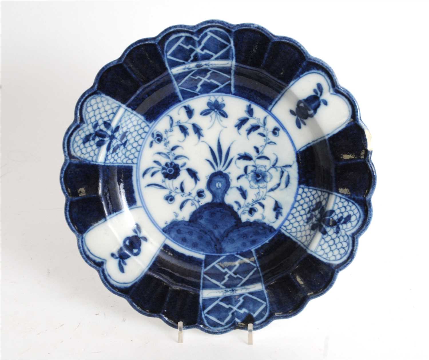 Lot 84 - Caughley powder-blue dish painted in the Scholar's Rock pattern