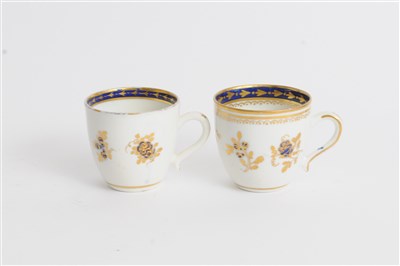 Lot 83 - Two Caughley polychrome porcelain coffee cups