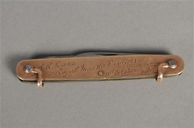 Lot 698 - 9ct gold cased penknife and Russian medal