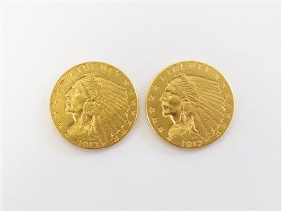 Lot 445 - Two United States Indian Head 2 1/2 dollars