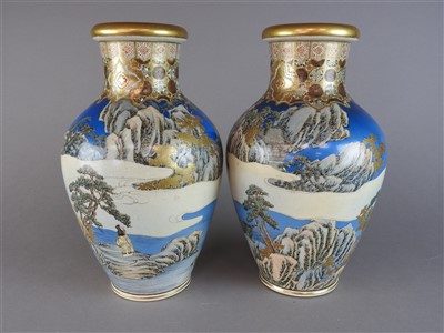 Lot 99 - A pair of Japanese earthenware vases signed...