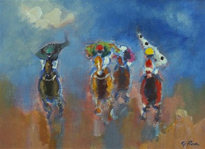 Lot 28 - Geoff Price, racing drawing and oil