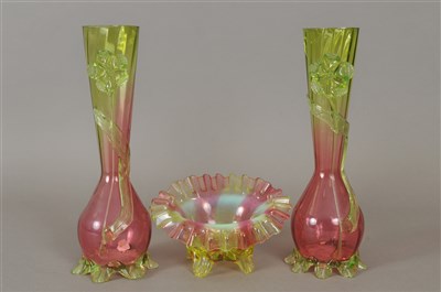 Lot 147 - Victorian cranberry and uranium glass